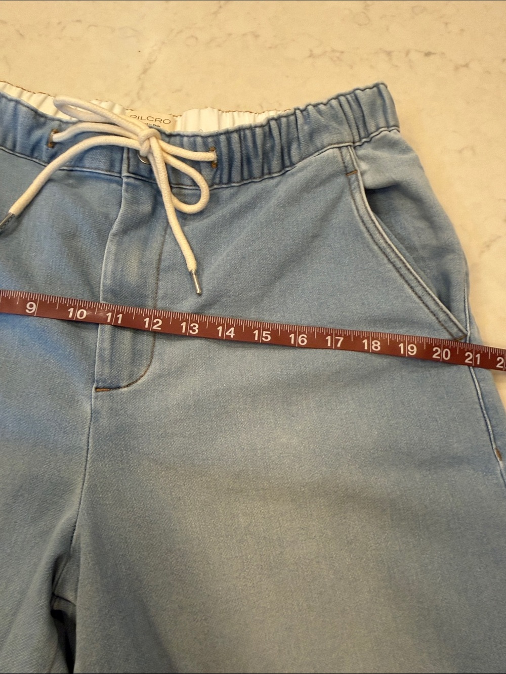 Anthropologie Pilcro Denim-Knit Pull On High Rise Wide Leg Jeans Size Large - Picture 10 of 11